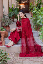 3 Piece - Unstitched Embroidered Lawn Fabric DL-1005