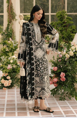 BIN ILYAS Lawn Chikenk-Kari Embroidered Three Piece DL- 1022 Black