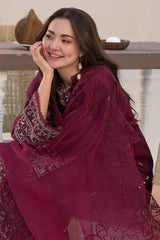 312 - Embroidered Velvet 3-Piece Dress with Embroidered Organza Dupatta