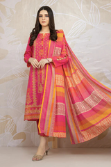 DL-718 pink Printed Three Piece Summer Collection
