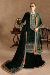 974 GREEN-3piece Embroidered Velvet Dress