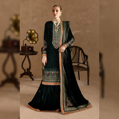 974-3piece Embroidered Velvet Dress