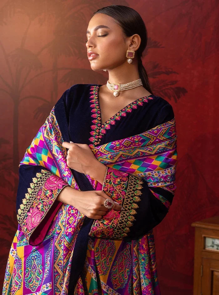 Dilkash Libas Embroidered Micro Velvet 3 Piece D-2012