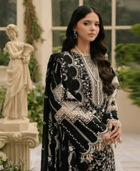 BIN ILYAS Lawn Chikenk-Kari Embroidered Three Piece DL- 1022 Black