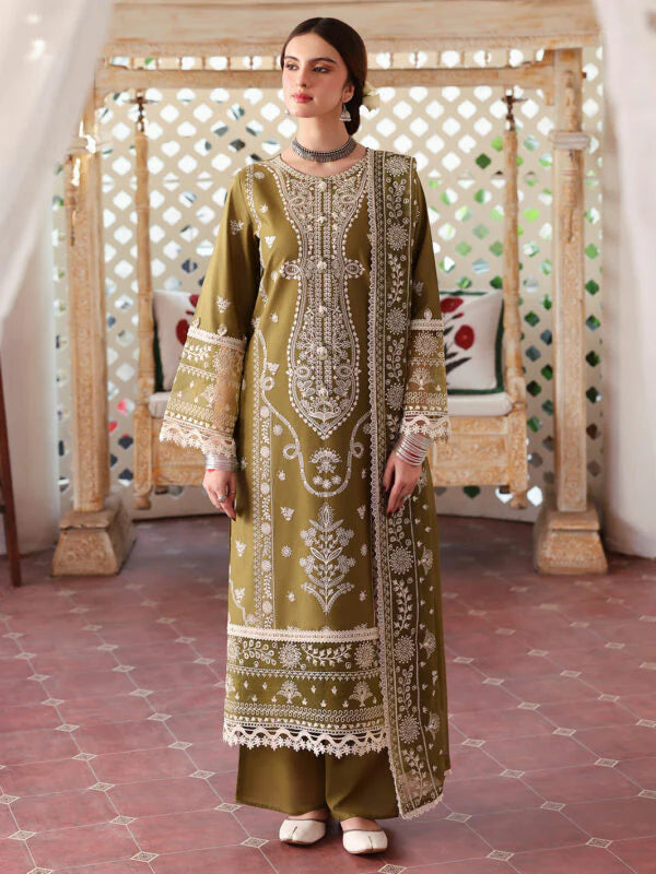 3 Piece - Unstitched Fully Embroidered Lawn Fabric DL-1006