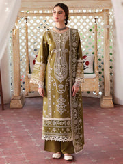 3 Piece - Unstitched Fully Embroidered Lawn Fabric DL-1006