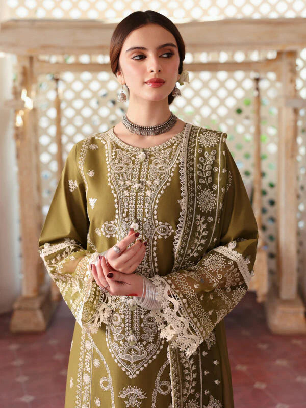 3 Piece - Unstitched Fully Embroidered Lawn Fabric DL-1006