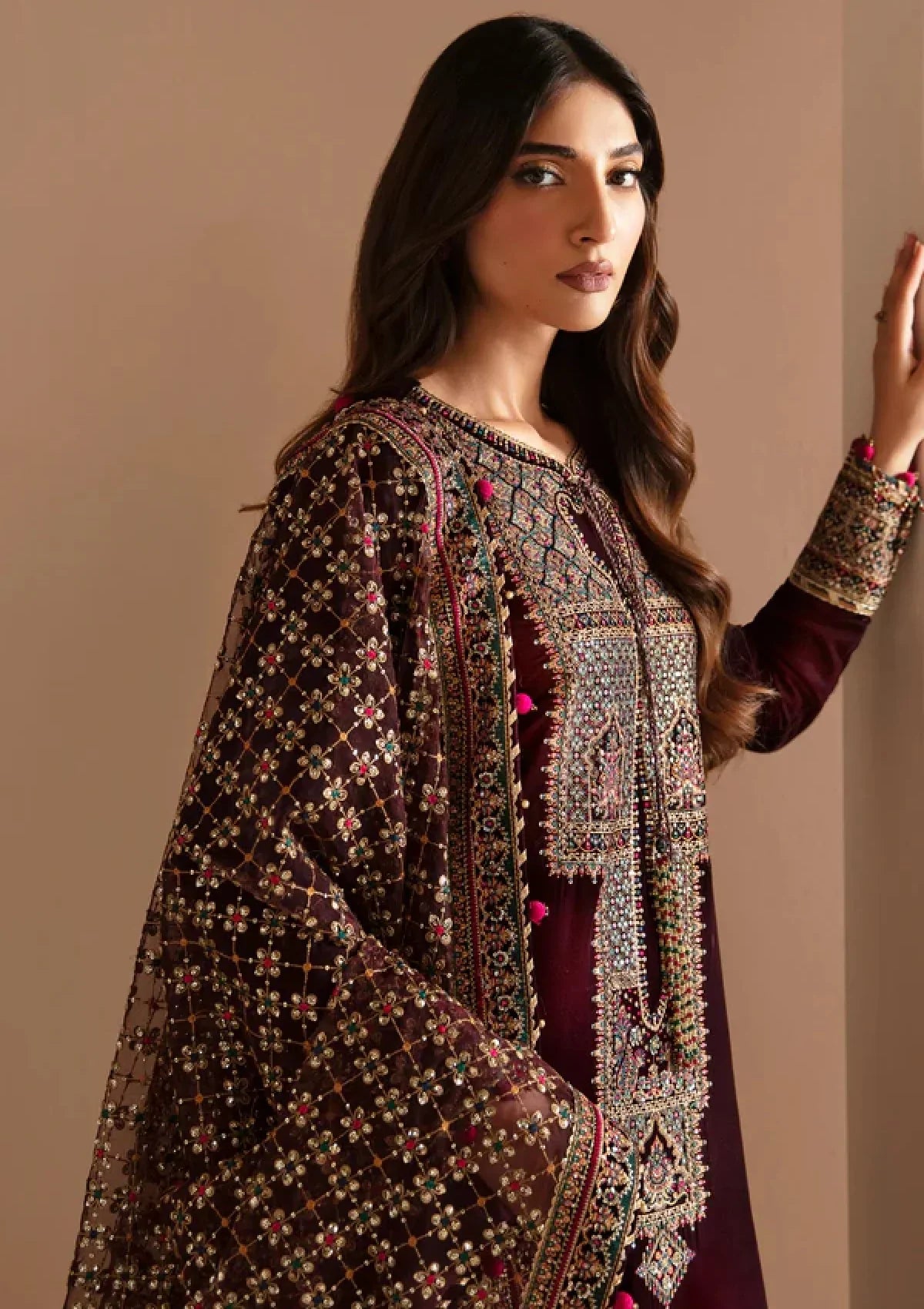 7010 - JZ Embroidered Velvet 3-Piece Dress