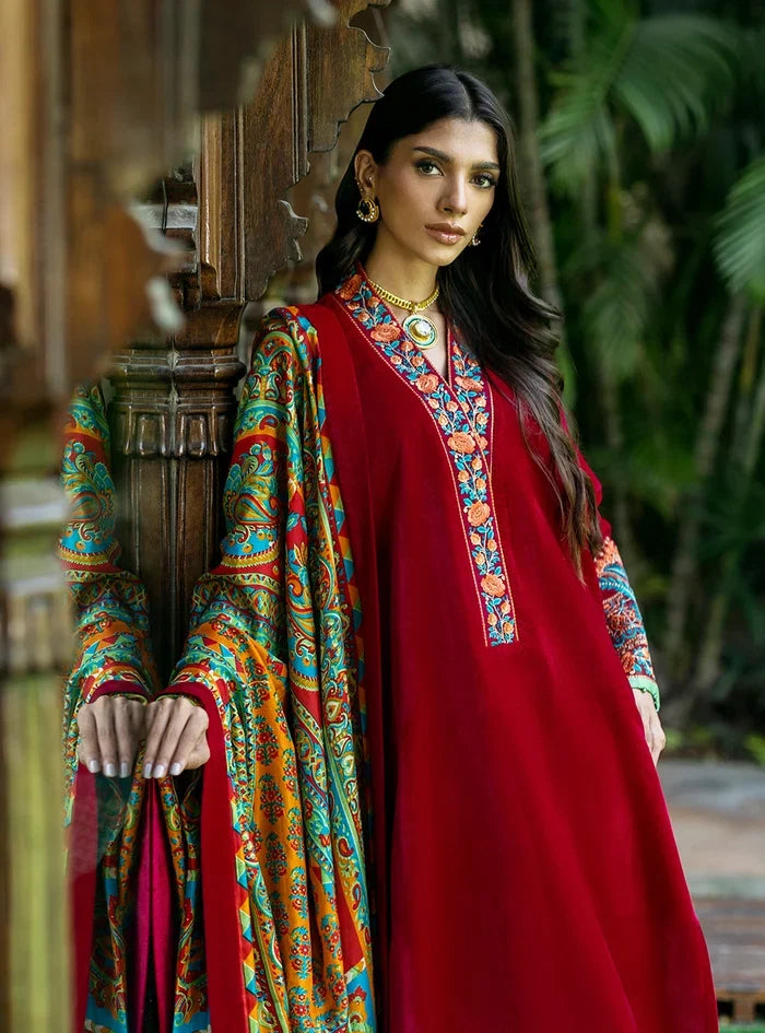 Dilkash Libas Embroidered Micro Velvet 3 Piece D-2010