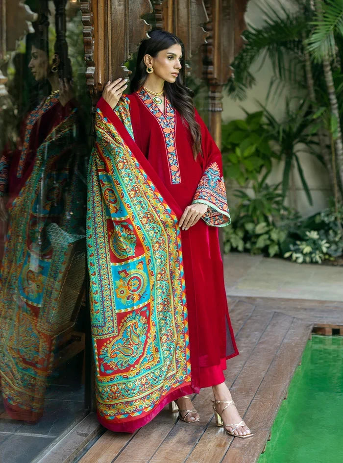 Dilkash Libas Embroidered Micro Velvet 3 Piece D-2010