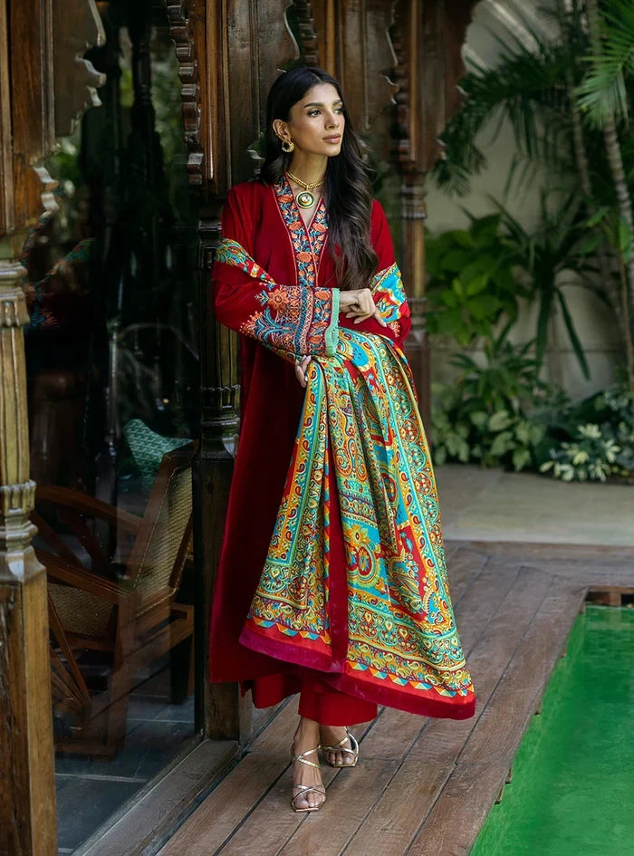 Dilkash Libas Embroidered Micro Velvet 3 Piece D-2010