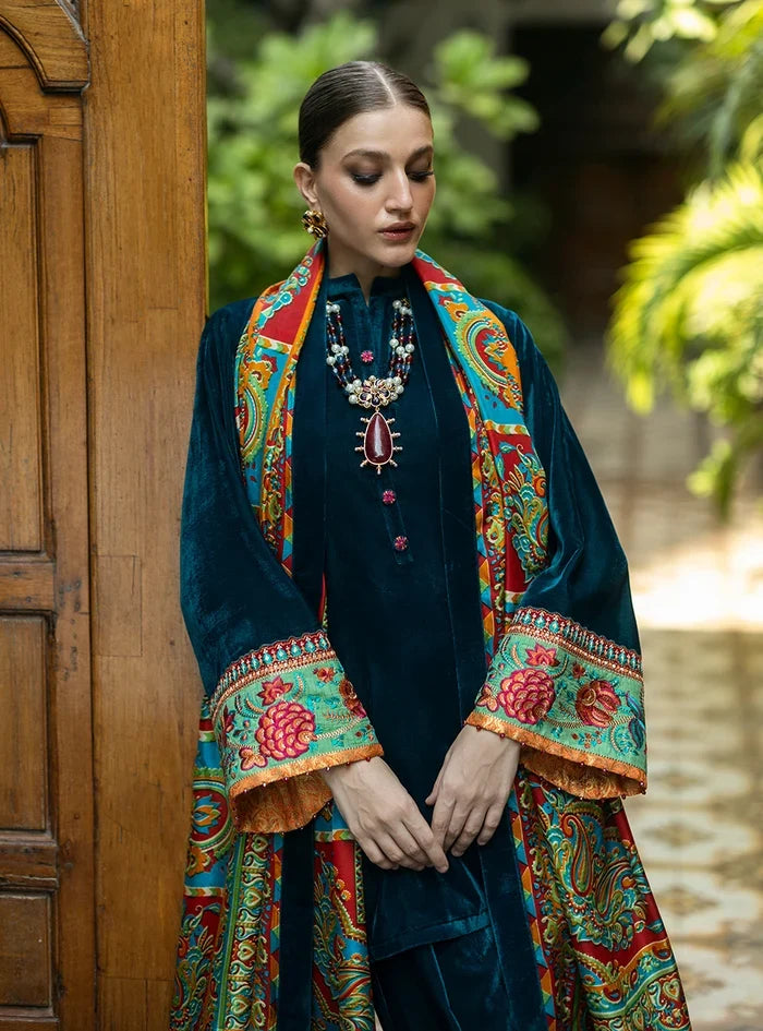 Dilkash Libas Embroidered Micro Velvet 3 Piece D-2011