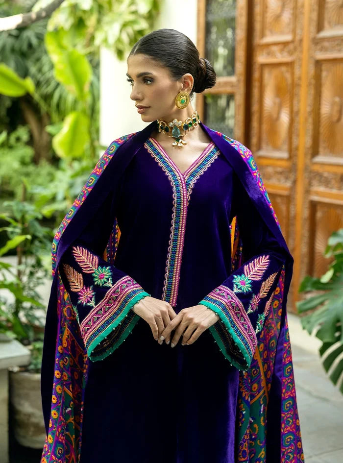 Dilkash Libas Embroidered Micro Velvet 3 Piece D-2005