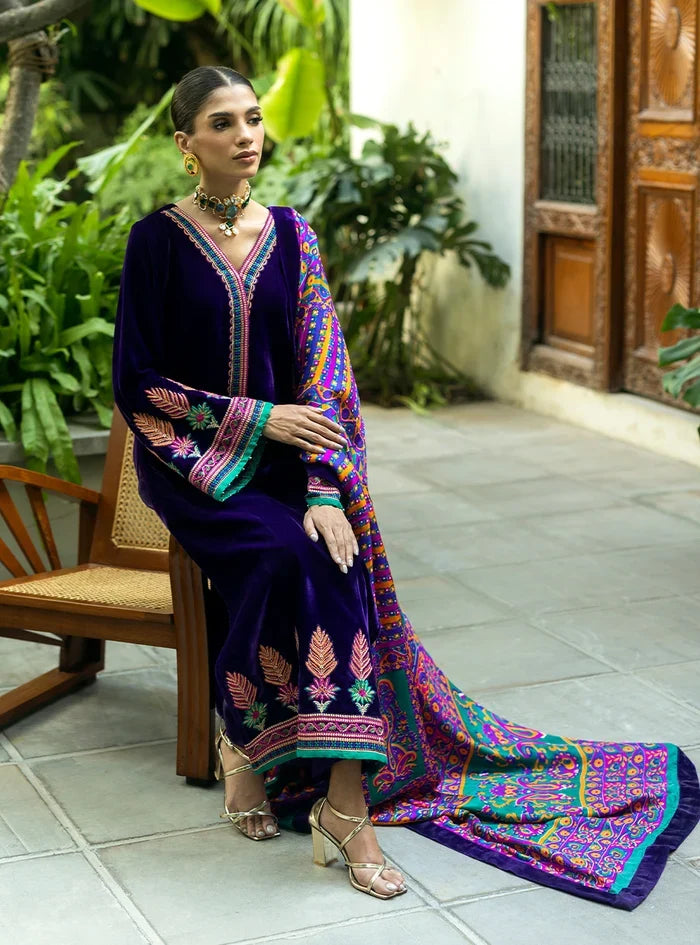 Dilkash Libas Embroidered Micro Velvet 3 Piece D-2005