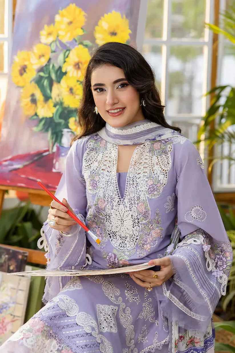 EID COLLECTION Elaf lavender love ChikenKari Embroidered Three Piece Lawn Collection