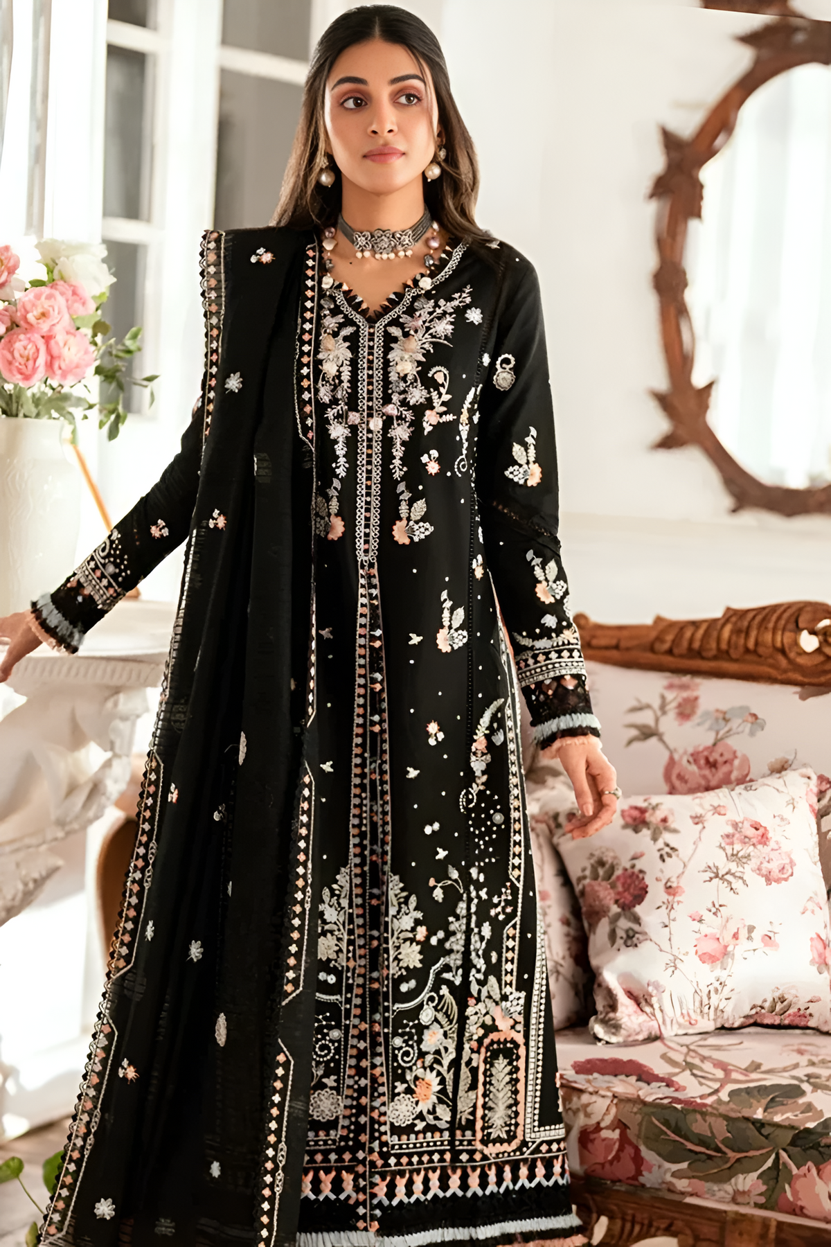 Qalamkar Embroidered lawn 3 Piece DL-3008
