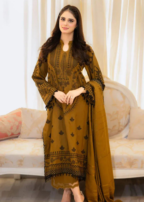 DL-Lawn 3Piece Embroidered Dress with Munar slub Dupata D-1008
