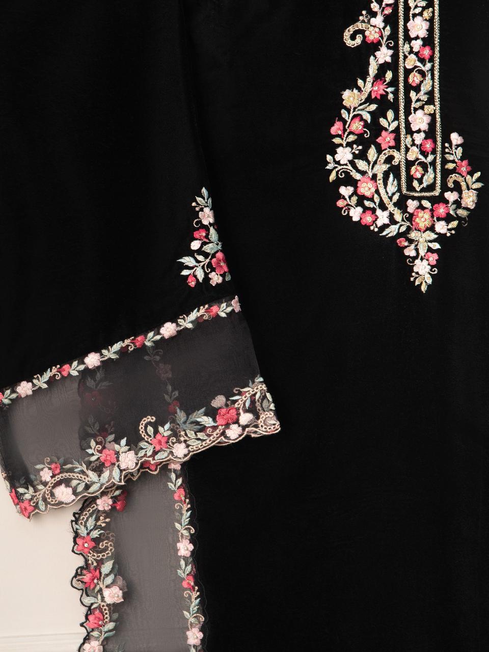 Dilkash Libas Embroidered Micro Velvet 3 Piece D-2015