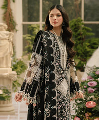 BIN ILYAS Lawn Chikenk-Kari Embroidered Three Piece DL- 1022 Black