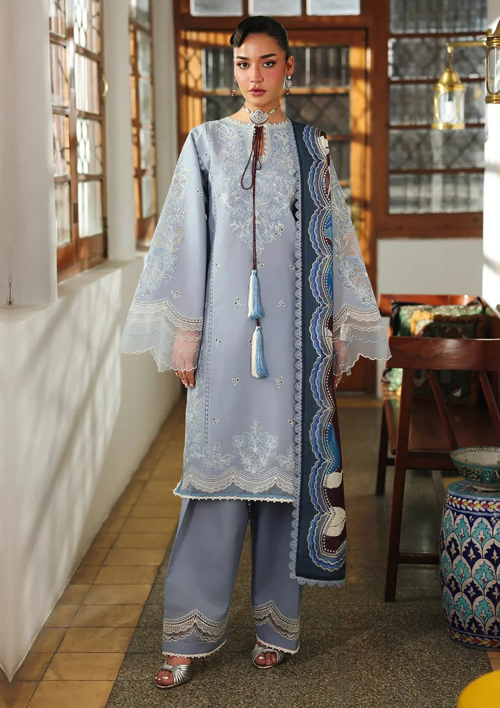 BIN ILYAS Lawn Embroidered 3 Piece DL-3044
