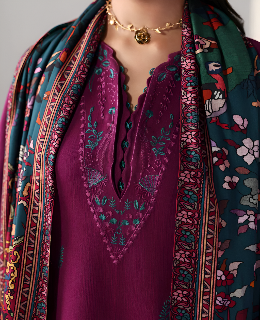 Dilkash Libas Embroidered lawn 3 Piece Dress DL-3023