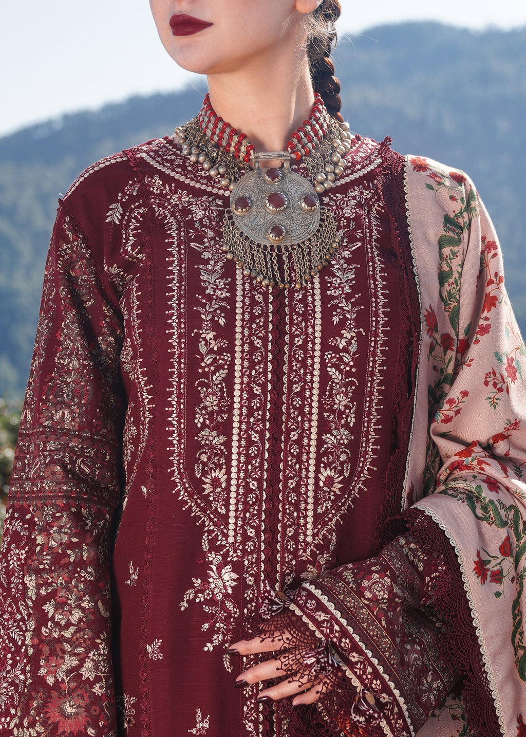 Dhanak 3-Piece Embroidered Dress D-GD 77