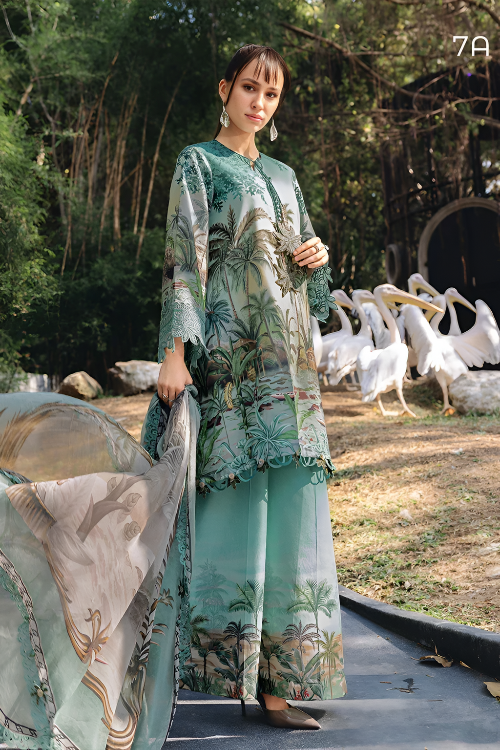 Maria B Printed three piece suit DL-3069