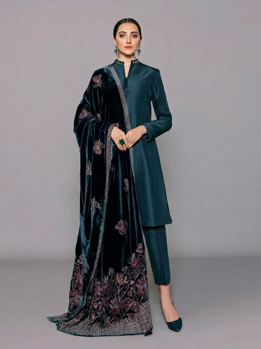 Dilkash Libas Embroidered Micro Velvet 3 Piece D-2013