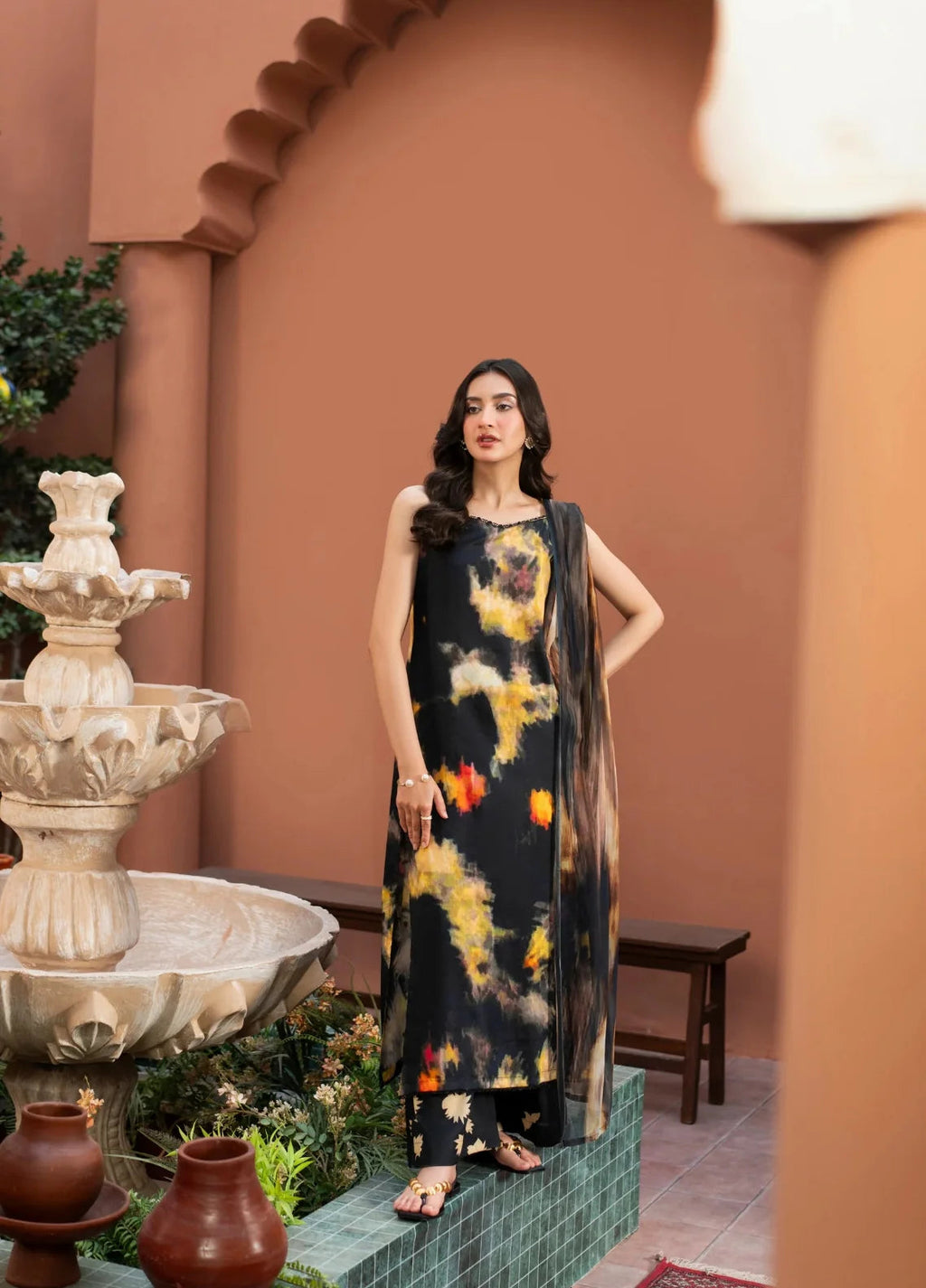 Silk 2-Piece Printed Dress D-155