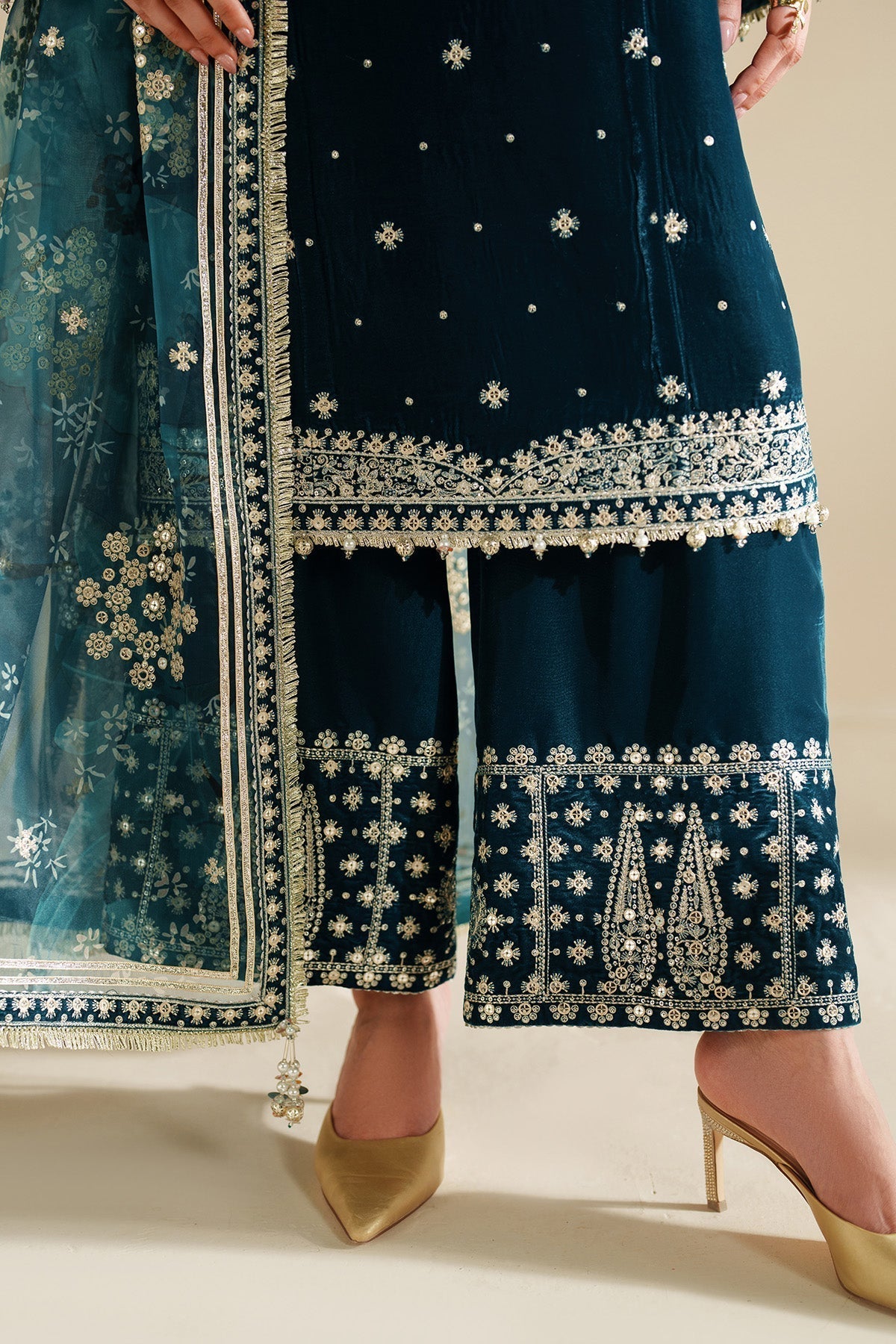 7009 - JZ Embroidered Velvet 3-Piece Dress