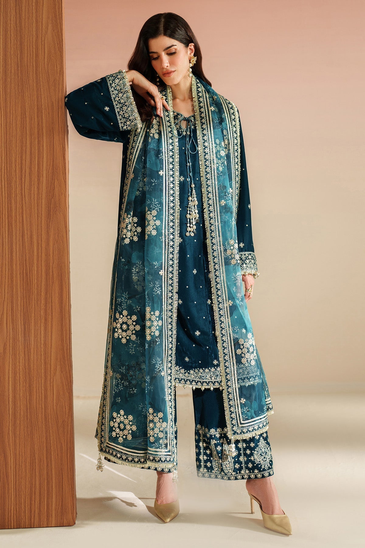 7009 - JZ Embroidered Velvet 3-Piece Dress