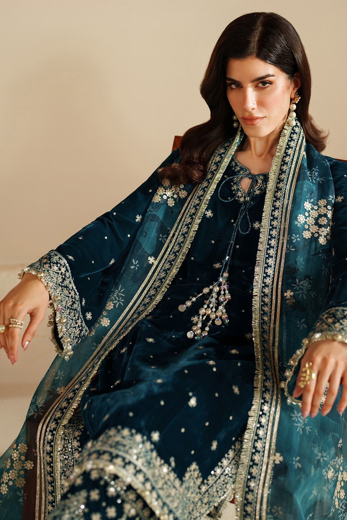 7009 - JZ Embroidered Velvet 3-Piece Dress