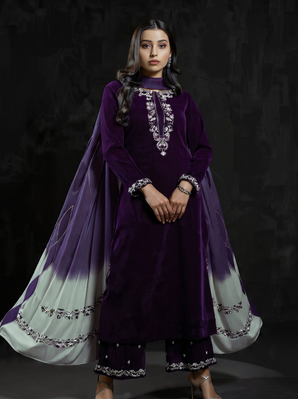 Dilkash Libas Embroidered Micro Velvet 3 Piece D-2003