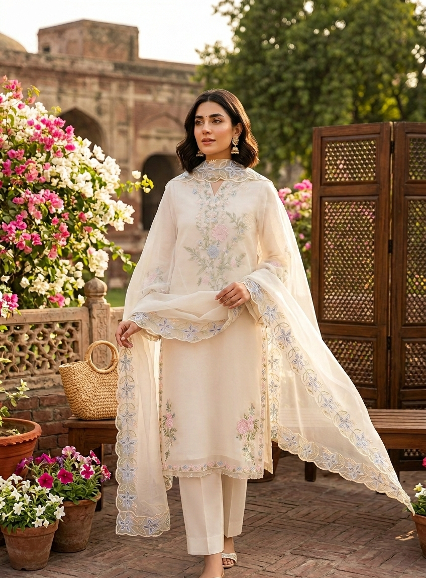 Dilkash Libas 3 Piece Organza Dress DL-1018