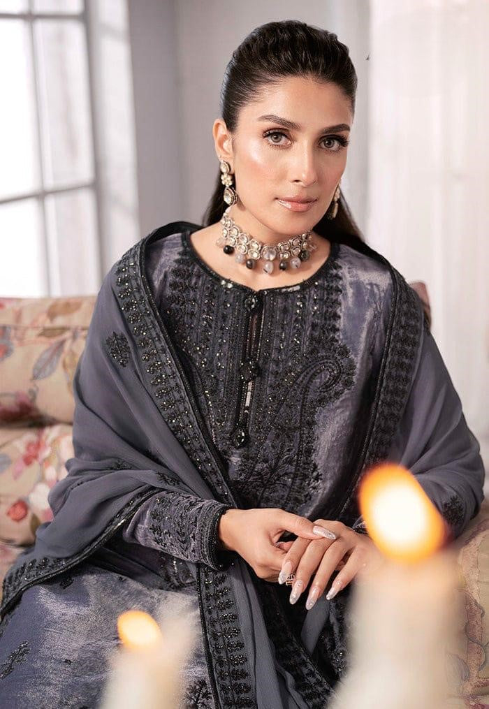 306 - Embroidered Velvet Dress with Pure Chiffon Embroidered Dupatta