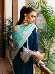 1027-DL Velvet Heavy Embroidered Shirt With Organza Heavy Embroidered Dupatta