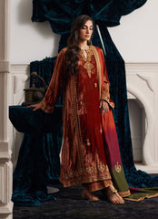 1035 DL Embroidered Velvet 3Pc with velvet Embroidered Shawal