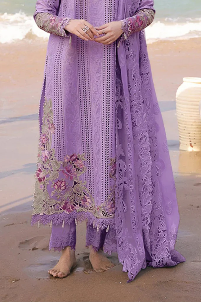 Qalamkar Chikenkari Embroidered 3 Piece Lawn DL-604