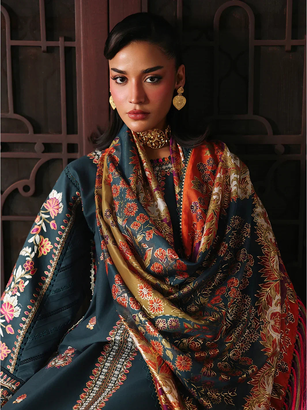 Bin ilyas Lawn Embroidered 3 Piece DL-3058