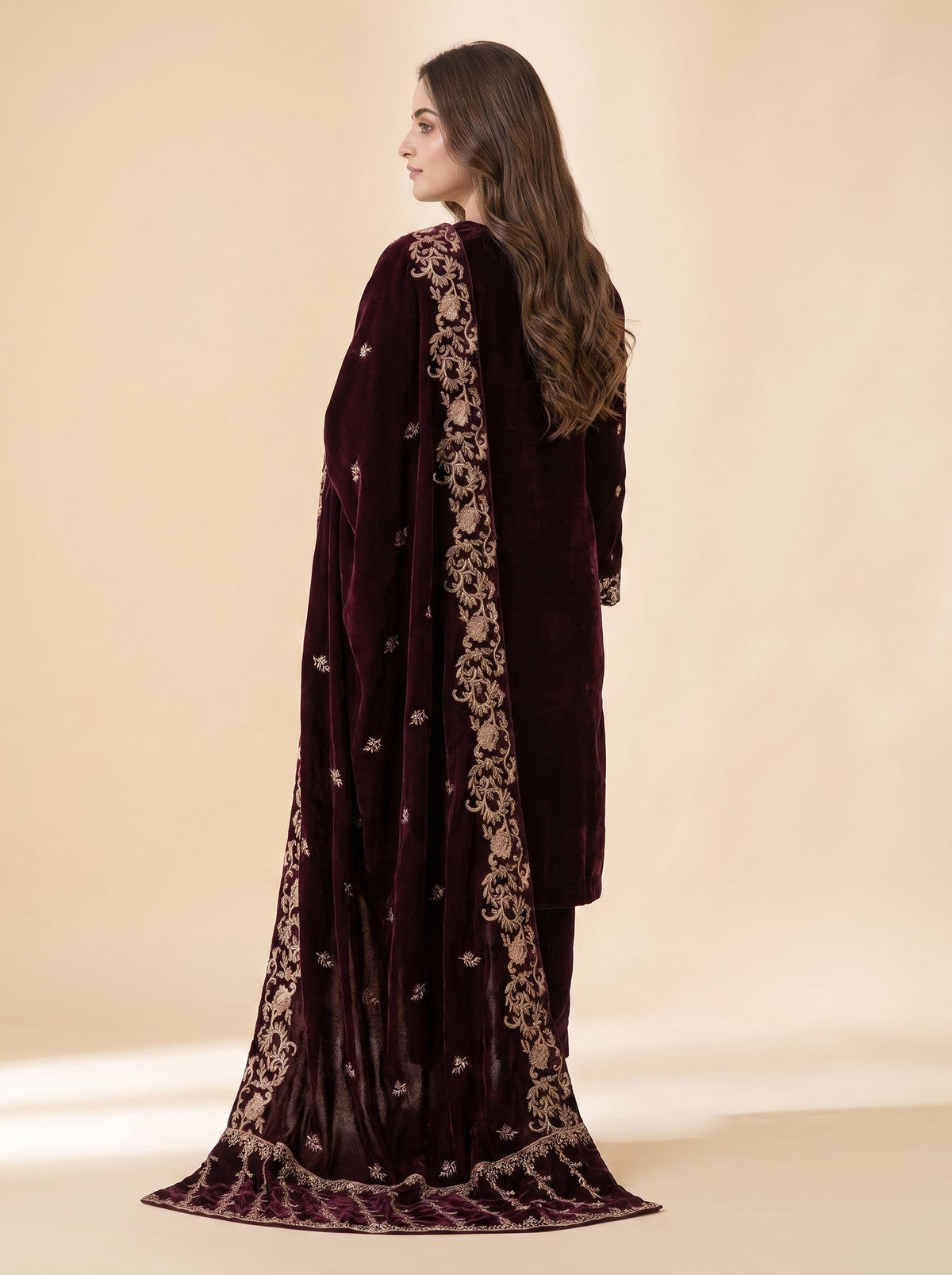 Dilkash Libas Embroidered Micro Velvet 3 Piece D-2007