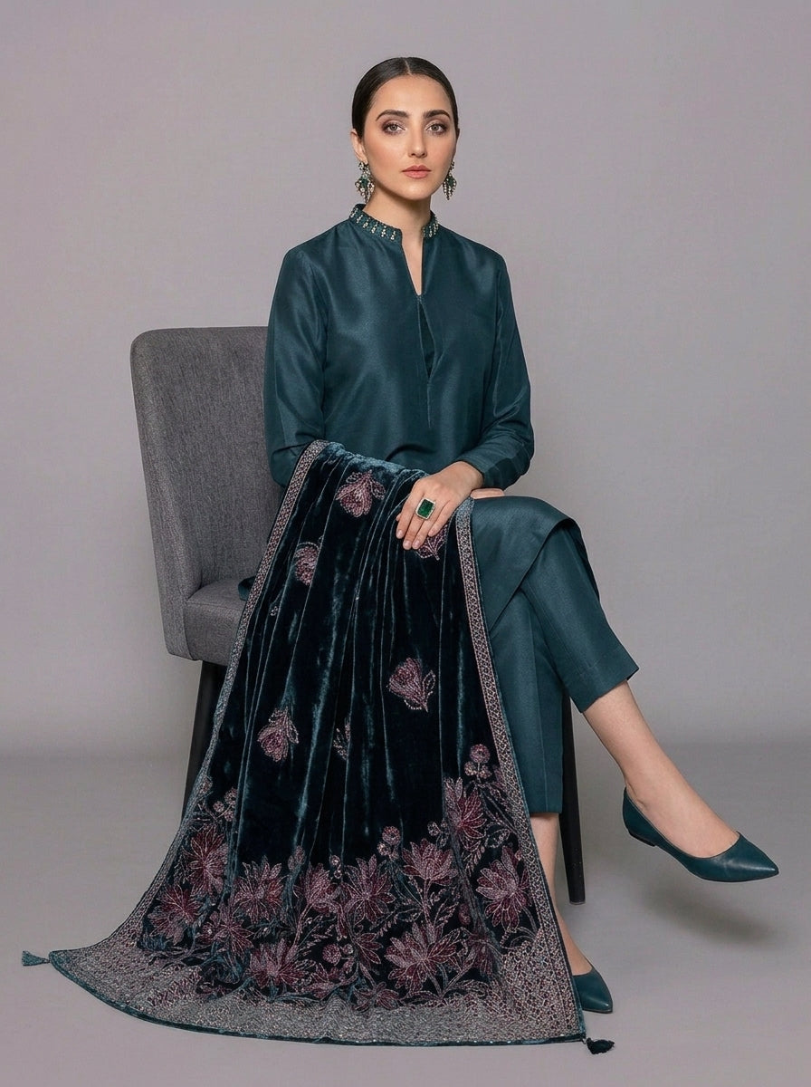 Dilkash Libas Embroidered Micro Velvet 3 Piece D-2013