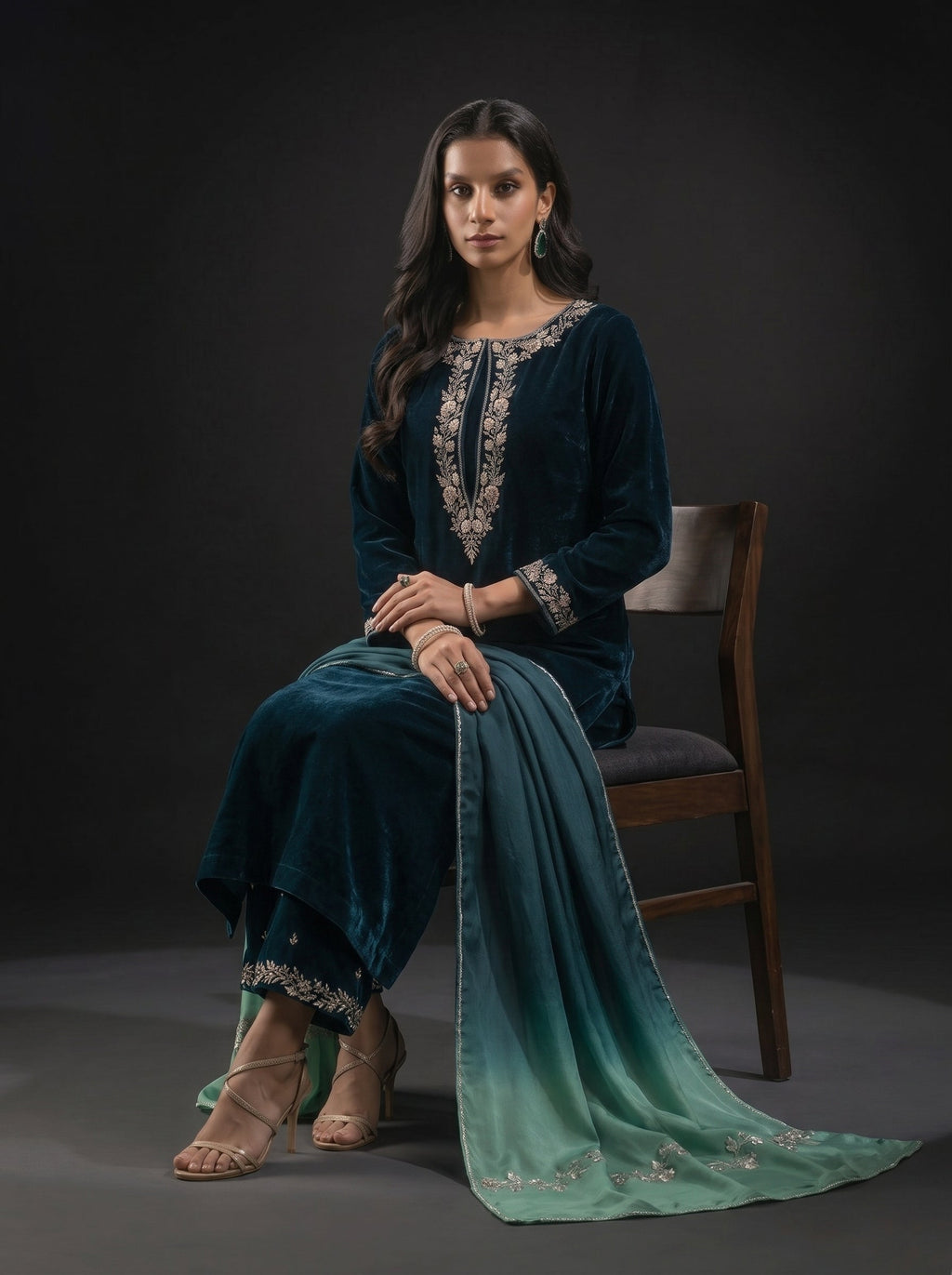 Dilkash Libas Embroidered Micro Velvet 3 Piece D-2002