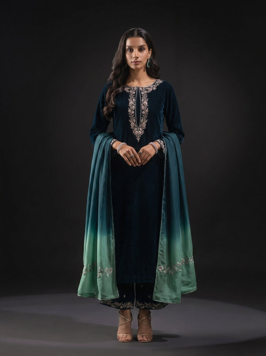 Dilkash Libas Embroidered Micro Velvet 3 Piece D-2002