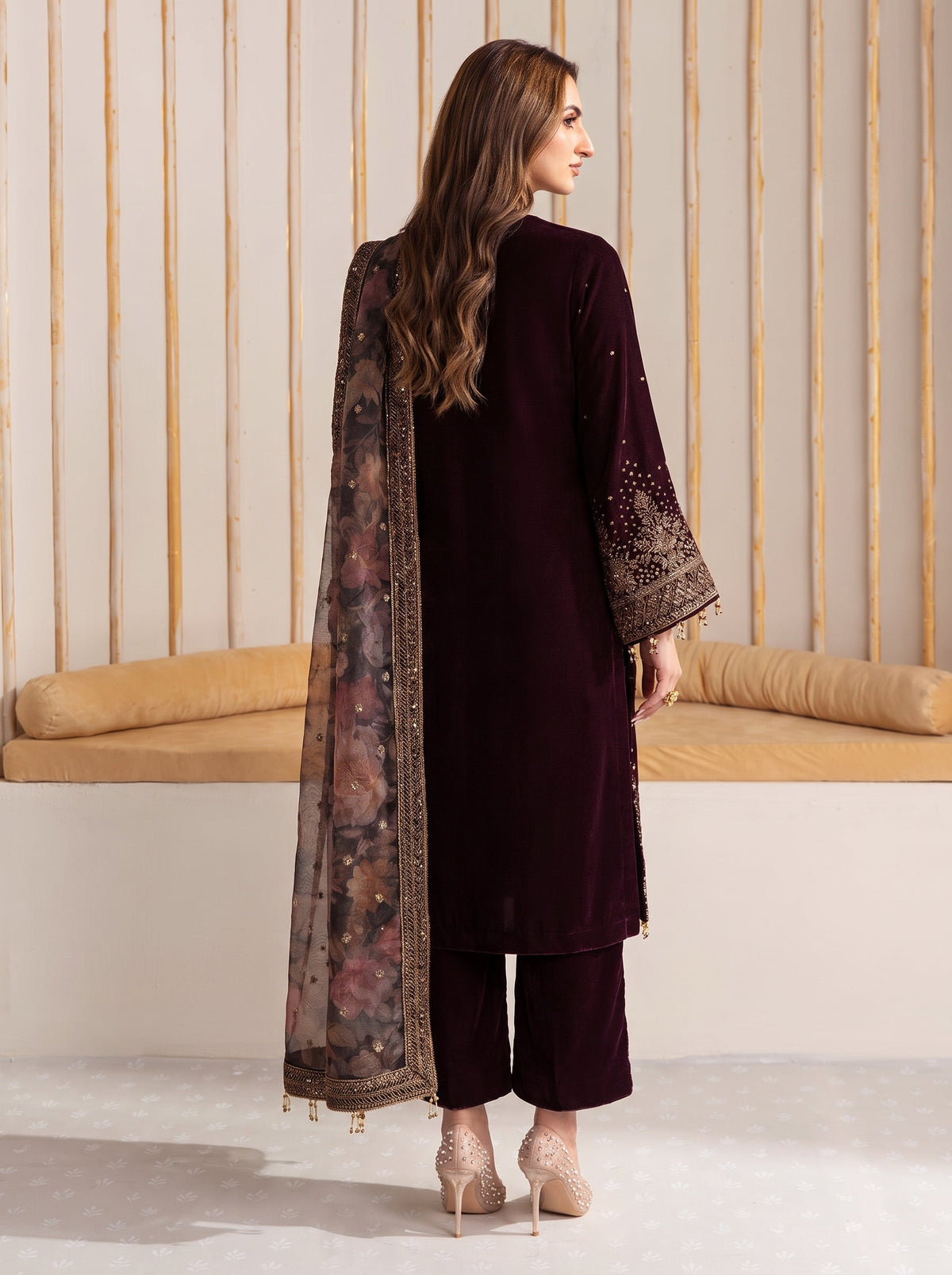 Dilkash Libas Embroidered Micro Velvet 3 Piece D-2001