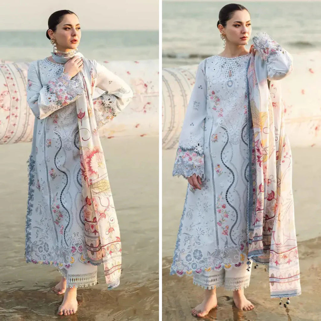 Qalamkar Chikenkari Embroidered 3 Piece Lawn DL-575