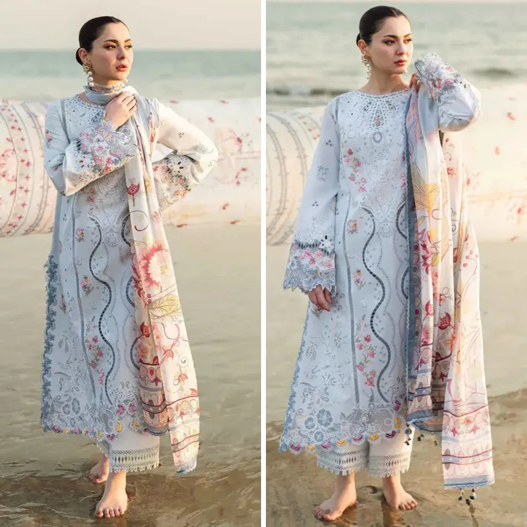 Qalamkar Chikenkari Embroidered 3 Piece Lawn DL-575