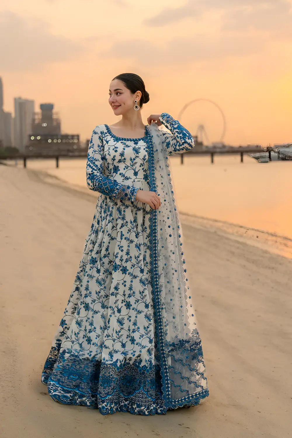 Faiza Saqlain Embroidered Lawn 3 Piece Frock DL-099