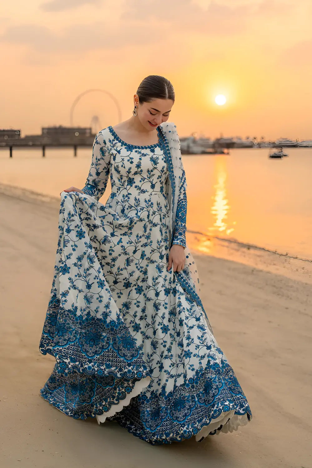 Faiza Saqlain Embroidered Lawn 3 Piece Frock DL-099