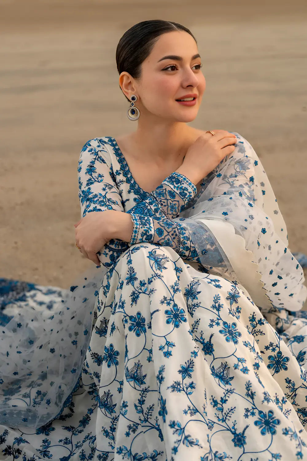 Faiza Saqlain Embroidered Lawn 3 Piece Frock DL-099