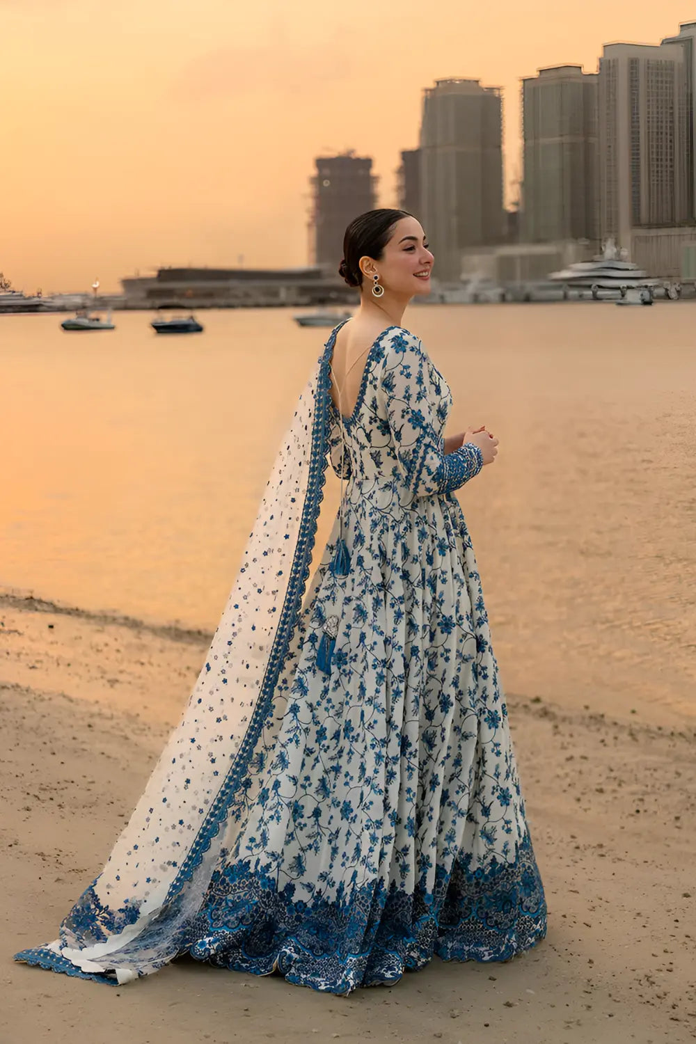 Faiza Saqlain Embroidered Lawn 3 Piece Frock DL-099